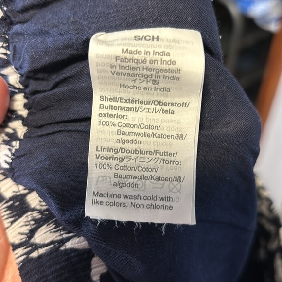 J. Crew Factory Small Blue White Pineapple Smocked Trim Pull On Maxi Skirt AO087 - Picture 6 of 7